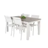 Vente-unique Tuinset-Albany Tuinmeubelset Tafel 90X152/210Cm En 4 Stoel Santorini Wit, Grijs, Cremekleur.