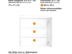 Trendteam Muurkast Badkamer-Amandamandobea Badkamerkast 2 Deuren Wit, Wit Hoogglans.