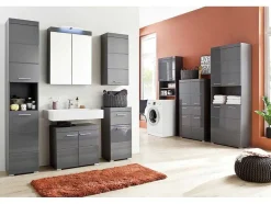 Trendteam Muurkast Badkamer-Amandamandobea Badkamerkast 1 Deur Grijs, Agave Grijs Hoogglans.
