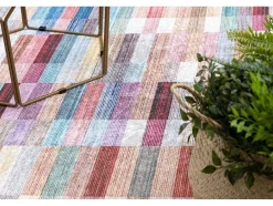 RugsX Klein Tapijt-Andre 2295 Tapijt Wasbaar Klaver Strips Antislip - Roze / Blauw 120X170 Cm