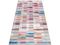 RugsX Klein Tapijt-Andre 2295 Tapijt Wasbaar Klaver Strips Antislip - Roze / Blauw 120X170 Cm