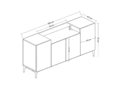 EPIKASA Buffetkast-Annalisa Multifunctioneel Kabinet, Wit, Zwart, 160X42X75 Cm,