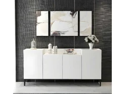 EPIKASA Buffetkast-Annalisa Multifunctioneel Kabinet, Wit, Zwart, 160X42X75 Cm,
