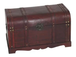 Vente-unique Kleine Opberger En Slaapkameraccessoire-Antibes Houten Kist, Antiek Look, Rond, Rond
