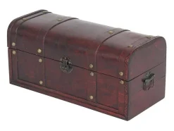 Vente-unique Kleine Opberger En Slaapkameraccessoire-Antibes Houten Kist, Antiek Look, Rond, Rond