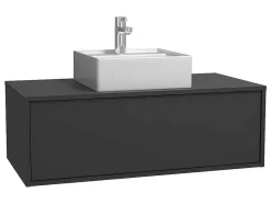 Vente-unique Badkamermeubel Met Enkele Wastafel-Antracietgrijs Hangend Badkamermeubel Met Enkele Wastafel - 94 Cm - Teana Ii