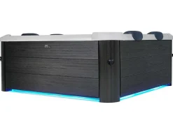 Mspa Home Spa-Antracietgrijze Halfharde Spa Met 6 Plaatsen Met Ledverlichting En Accessoires - 128 Stralen - L160 X B160 X H65 Cm - Napuka Van