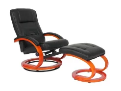 Vente-unique Fauteuil Kunstleer-Aprilia Relaxfauteuil Met Kruk, Zwart