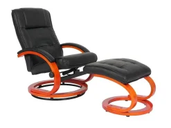 Vente-unique Fauteuil Kunstleer-Aprilia Relaxfauteuil Met Kruk, Zwart