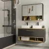 Vente-unique Muurkast Badkamer-Badkamer Muurkast - Antraciet - 100 Cm - Yangra