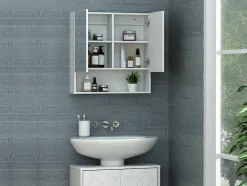 Vente-unique Muurkast Badkamer-Badkamer Muurkast Met Spiegel En Nis Zumpa - Wit