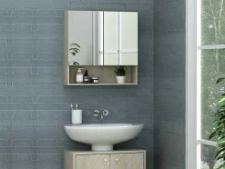 Vente-unique Muurkast Badkamer-Badkamer Muurkast Met Spiegel En Nis Zumpa - Eik
