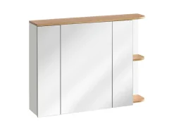 Vente-unique Muurkast Badkamer-Badkamerkast Met Spiegels - Licht Naturel En Wit - 94 Cm - Anida