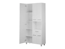 Vente-unique Badkamerkast-Badkamerkast Met Staande Spiegel - 180 Cm - Wit - Minela