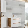 Vente-unique Badkamerkast-Badkamerkast Naturel En Wit - L32 X B35 X H68 Cm - Aruba