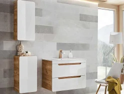 Vente-unique Badkamerkast-Badkamerkast Naturel En Wit - L32 X B35 X H68 Cm - Aruba