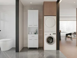 Vente-unique Badkamerkast-Badkamerkast Op Poten - 180 Cm - Wit - Minela