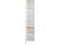 Vente-unique Badkamerkast-Badkamerkolom Met 5 Planken - Licht Naturel En Wit - Anida