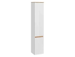 Vente-unique Badkamerkast-Badkamerkolom Met 5 Planken - Licht Naturel En Wit - Anida