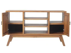 Vente-unique Dubbele Wastafel-Badkamermeubel In Teakhout Met Dubbele Wastafel - 135 Cm - Gianyar