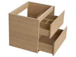 Vente-unique Badkamermeubel Met Enkele Wastafel-Badkamermeubel Met Opzetwastafel Van Steen - Eikenfineer - 60 Cm - Milipam