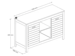 Vente-unique Dubbele Wastafel-Badkamermeubel Van Acaciahout Met Enkele Wastafel - 130 Cm - Pulukan