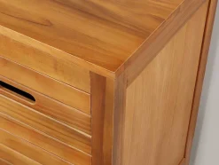 Vente-unique Dubbele Wastafel-Badkamermeubel Van Acaciahout Met Enkele Wastafel - 130 Cm - Pulukan