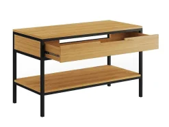 Vente-unique Dubbele Wastafel-Badkamermeubel Van Licht Teakhout En Metaal Met Dubbele Wastafel - 120 Cm - Tukad