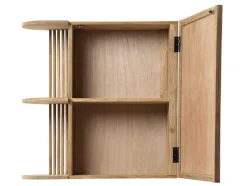 OZAIA Muurkast Badkamer-Badkamerwandkast Van Teak Met Spiegel En Nissen - Naturel - Cimahi