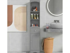 ModernLuxe Badkamerkast-Badkamerzuil - H 170 Cm - Met 1 Lade En Verstelbare Planken - Grijs
