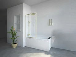 Shower & Design Badscherm-Badscherm Goudkleurig Industriele Stijl 80 X 140 Cm Gehard Glas Bradenton
