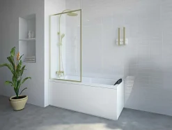 Shower & Design Badscherm-Badscherm Goudkleurig Industriele Stijl 80 X 140 Cm Gehard Glas Bradenton
