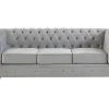 Vente-unique Bankstel 3+2-Bankstel Chesterfield - Fluweel - Lichtgrijs