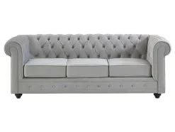 Vente-unique Bankstel 3+2-Bankstel Chesterfield - Fluweel - Lichtgrijs