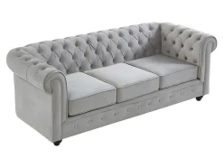 Vente-unique Bankstel 3+2-Bankstel Chesterfield - Fluweel - Lichtgrijs