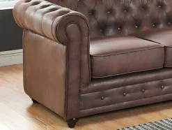 Vente-unique Set Zitbank + Fauteuil-Bankstel En Fauteuil Chesterfield Van Microvezel Met Vintage Look