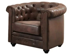 Vente-unique Set Zitbank + Fauteuil-Bankstel En Fauteuil Chesterfield Van Microvezel Met Vintage Look