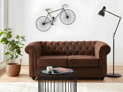 Vente-unique Set Zitbank + Fauteuil-Bankstel En Fauteuil Chesterfield Van Microvezel Met Vintage Look
