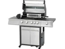 Vente-unique Buitenkeuken-Barbecue Op Gas Met 4 Branders, 1 Rechaud Aan De Zijkant En 1 Grill 148 X 56 X 121 Cm - Roasty
