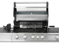 Vente-unique Buitenkeuken-Barbecue Op Gas Met 4 Branders, 1 Rechaud Aan De Zijkant En 1 Grill 148 X 56 X 121 Cm - Roasty