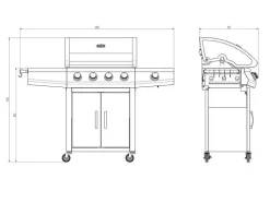 Vente-unique Buitenkeuken-Barbecue Op Gas Met 4 Branders En 1 Rechaud Aan De Zijkant 143 X 54 X 115 Cm - Smoky