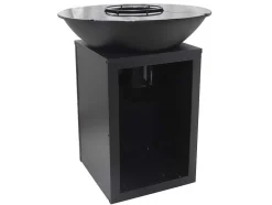 Vente-unique Buitenkeuken-Barbecue Plancha Brasero Op Houtskool Met Opbergruimte 80 X 80 X 96 Cm, Zwart - Ignos