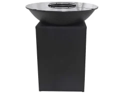 Vente-unique Buitenkeuken-Barbecue Plancha Brasero Op Houtskool Met Opbergruimte 80 X 80 X 96 Cm, Zwart - Ignos