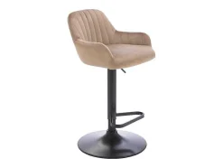 Vente-unique Barkruk-Barkruk Van Velours En Zwart Metaal - Verstelbare Hoogte - Beige - Eleana