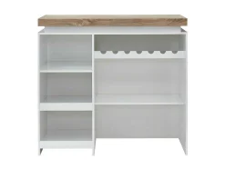 Vente-unique Barmeubel-Barmeubel Halo Ii - Wit Gelakt Mdf - Leds - Wit En Eik