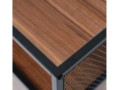 Vente-unique Barmeubel-Barmeubel, Laag Dressoir - 2 Deuren En 4 Nissen - Mdf - Industriele Stijl - Kleuren: Bruin En Zwart