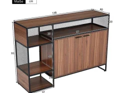 Vente-unique Barmeubel-Barmeubel, Laag Dressoir - 2 Deuren En 4 Nissen - Mdf - Industriele Stijl - Kleuren: Bruin En Zwart
