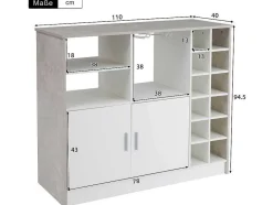 Vente-unique Barmeubel-Barmeubel, Laag Dressoir Met Opbergruimte - Mdf - Eigentijdse Stijl - Kleuren: Grijs En Wit