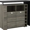 Vente-unique Barmeubel-Barmeubel Meteorite - 2 Deuren & 2 Nissen - Mdf Blad Met Granieteffect