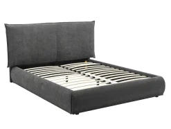 Vente-unique Fluwelen Bed-Bed 160 X 200 Cm - Ribfluweel - Antraciet - Sonetri